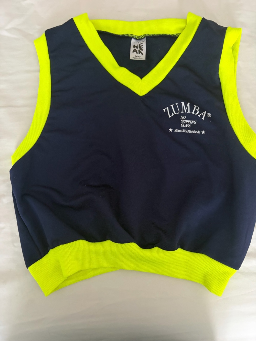 Zumba Navy & Neon Yellow Cropped Tank